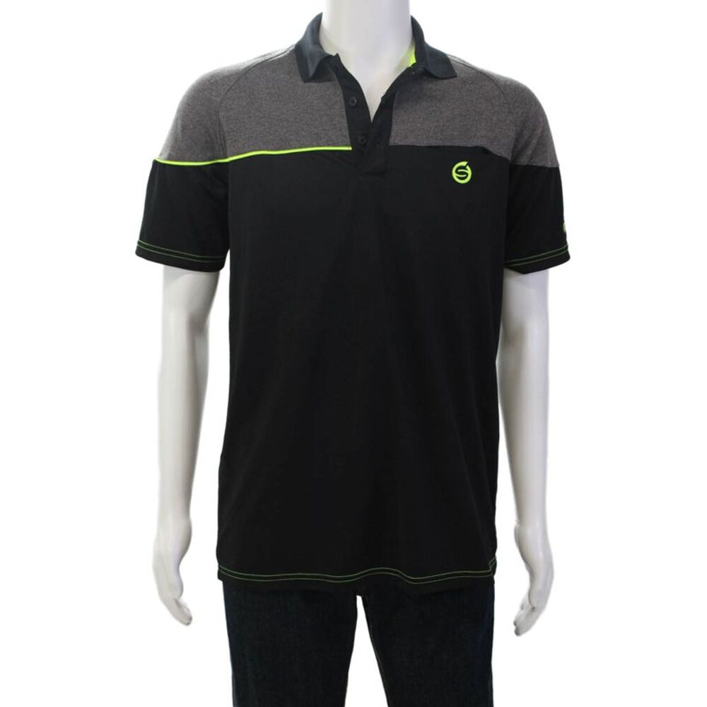 Sunderland of Scotland Mens Collar Color Block Polo Shirt Black Gray Size S